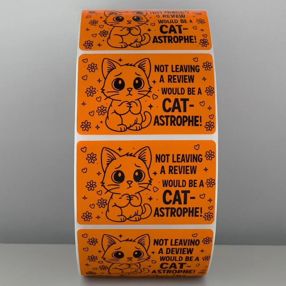 Cat Review Stickers – Cute Not Leaving a Review Would Be a Catastrophe Labels